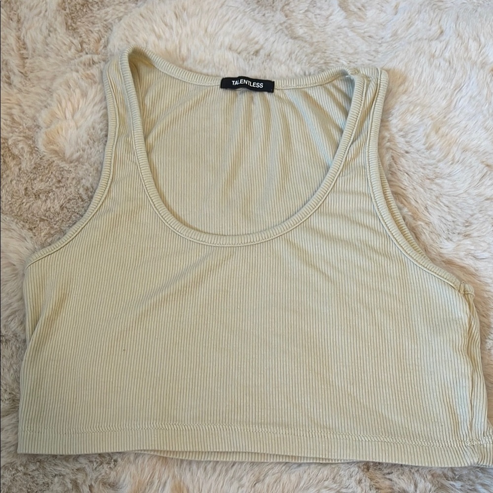 Cream Ribbed Women's Tank Top